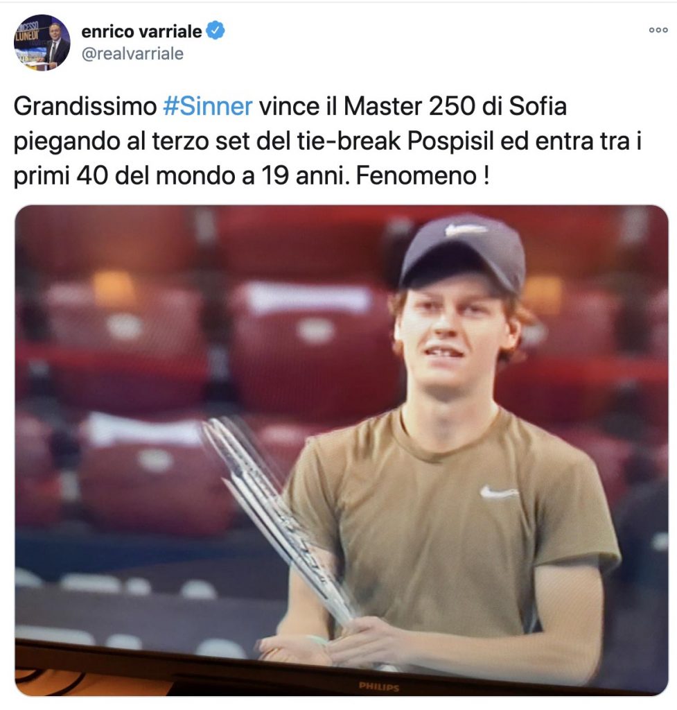 Il tweet di Varriale su Sinner