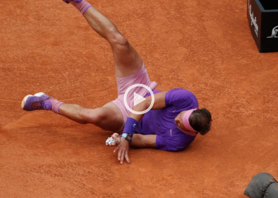 Nadal cade al Foro e si arrabbia