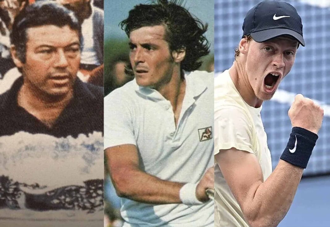 Nicola Pietrangeli, Adriano Panatta e Jannik Sinner