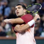 Carlos Alcaraz si riscalda ad Indian Wells