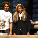 Nadal e Serena Williams posano con i rispettivi trofei