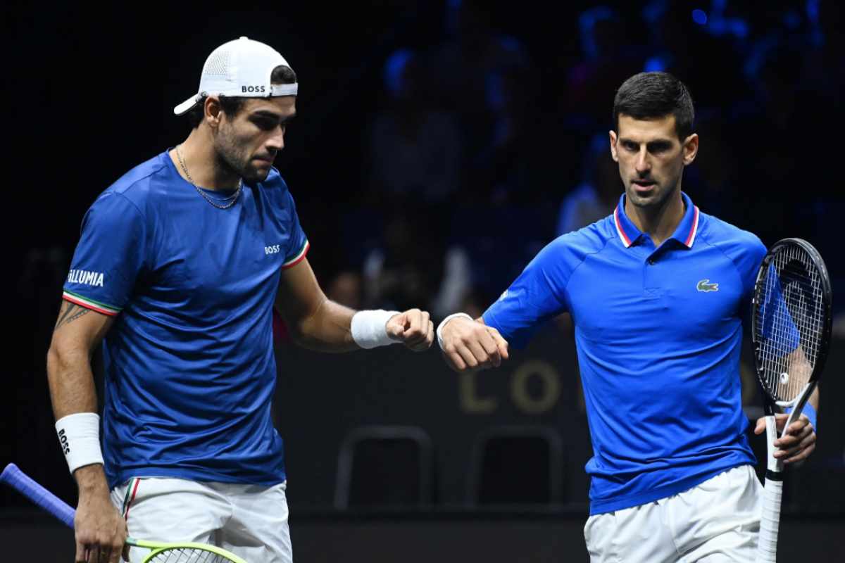 Berrettini e Djokovic durante la Laver Cup del 2022