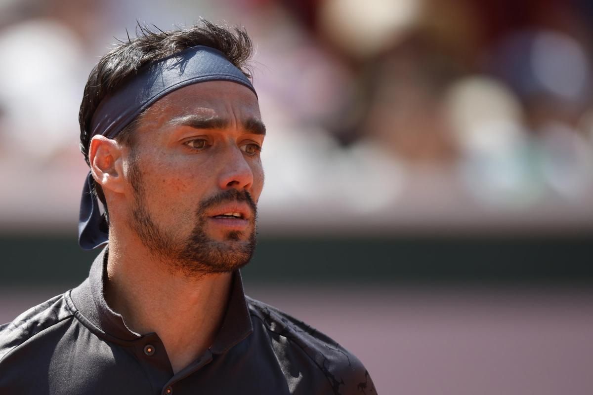 Primo piano di Fabio Fognini sconsolato