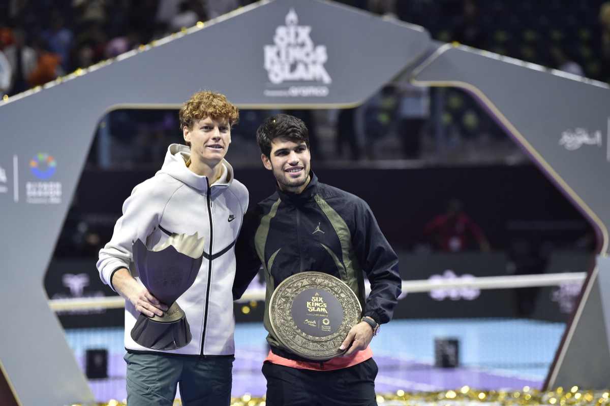 Jannik Sinner e Carlos Alcaraz alla premiazione