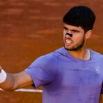 Alcaraz esulta dopo la vittoria a Roma