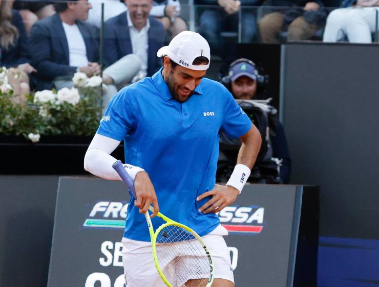 Matteo Berrettini durante il match con Ruud a Roma