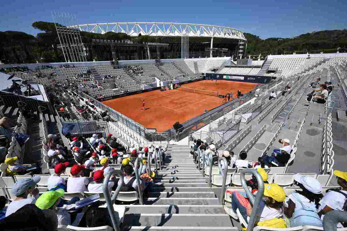 Campo da tennis a Roma durante una gara di qualificazione agli Internazionali