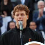 Jannik Sinner durante la premiazione della finale di Roma