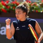 Jasmine Paolini esulta agli Internazionali d'Italia