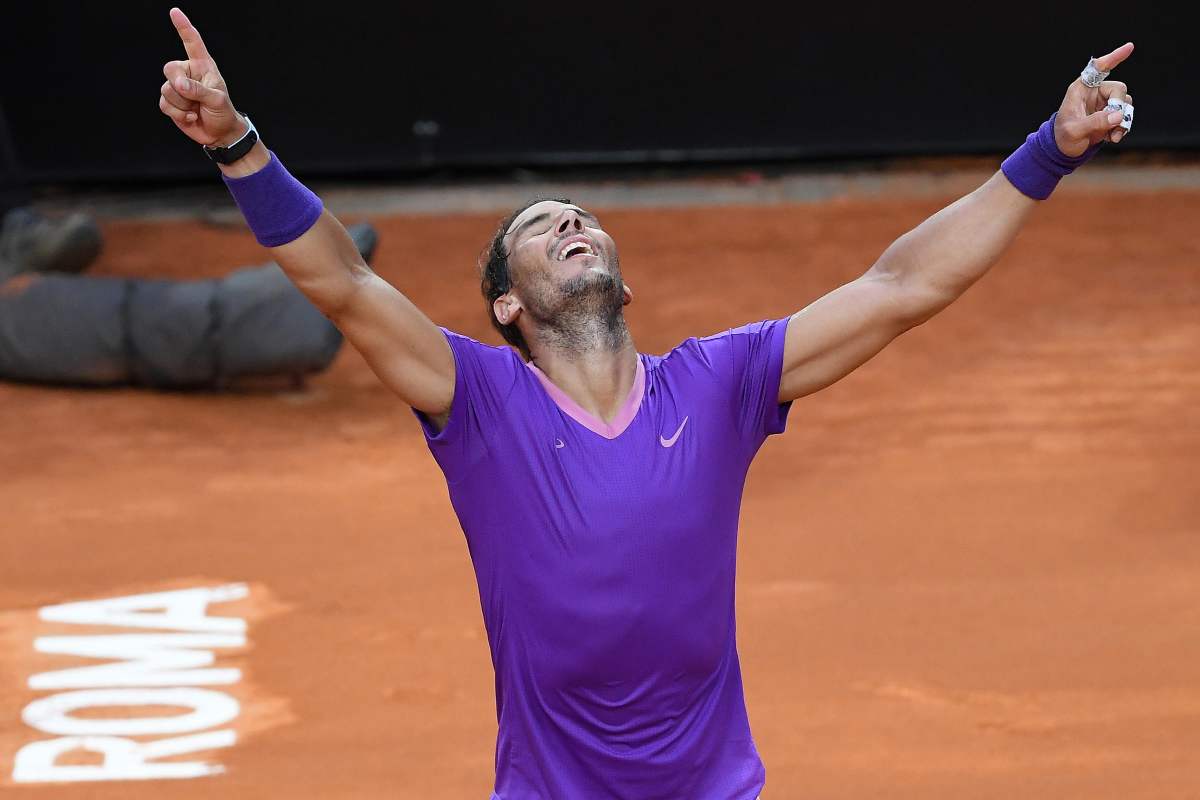 Nadal esulta dopo una vittoria a Roma