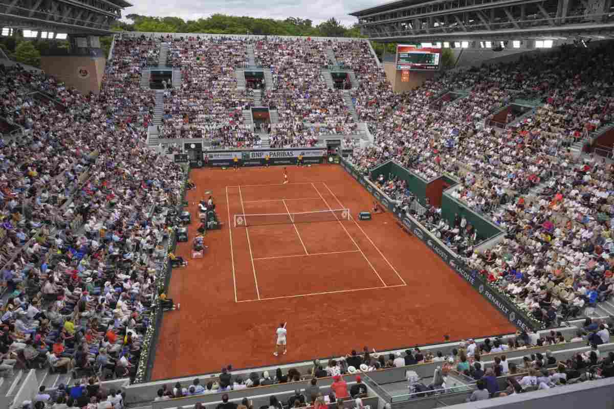 Panoramica dall'alto del campo Suzanne Lenglen del Roland Garros