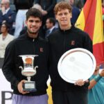 I tennisti Carlos Alcaraz e Jannik Sinner alla finale degli Internazionali di Roma
