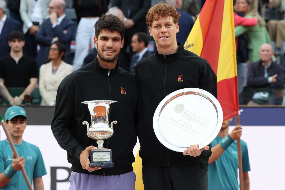 I tennisti Carlos Alcaraz e Jannik Sinner alla finale degli Internazionali di Roma