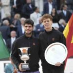 Sinner e Alcaraz alla premiazione degli Internazionali d'Italia