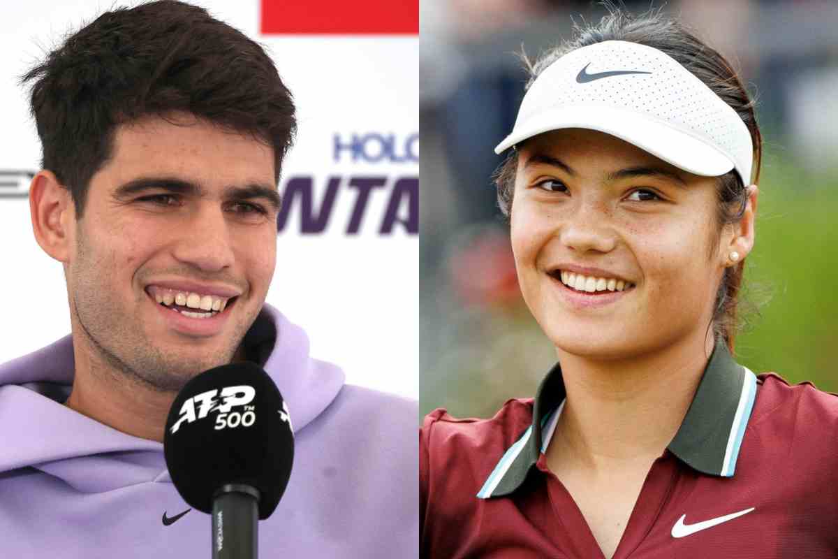 Carlos Alcaraz e Emma Raducanu sorridono