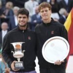 Alcaraz e Sinner alla premiazione di Roma