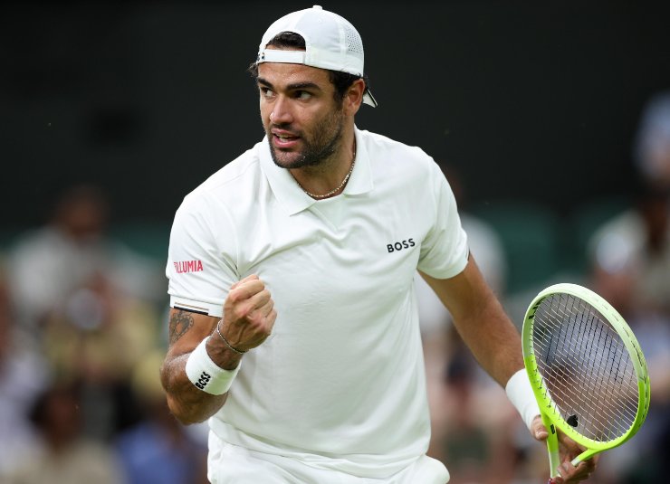 Matteo Berrettini esulta dopo un punto lo scorso anno a Wimbledon