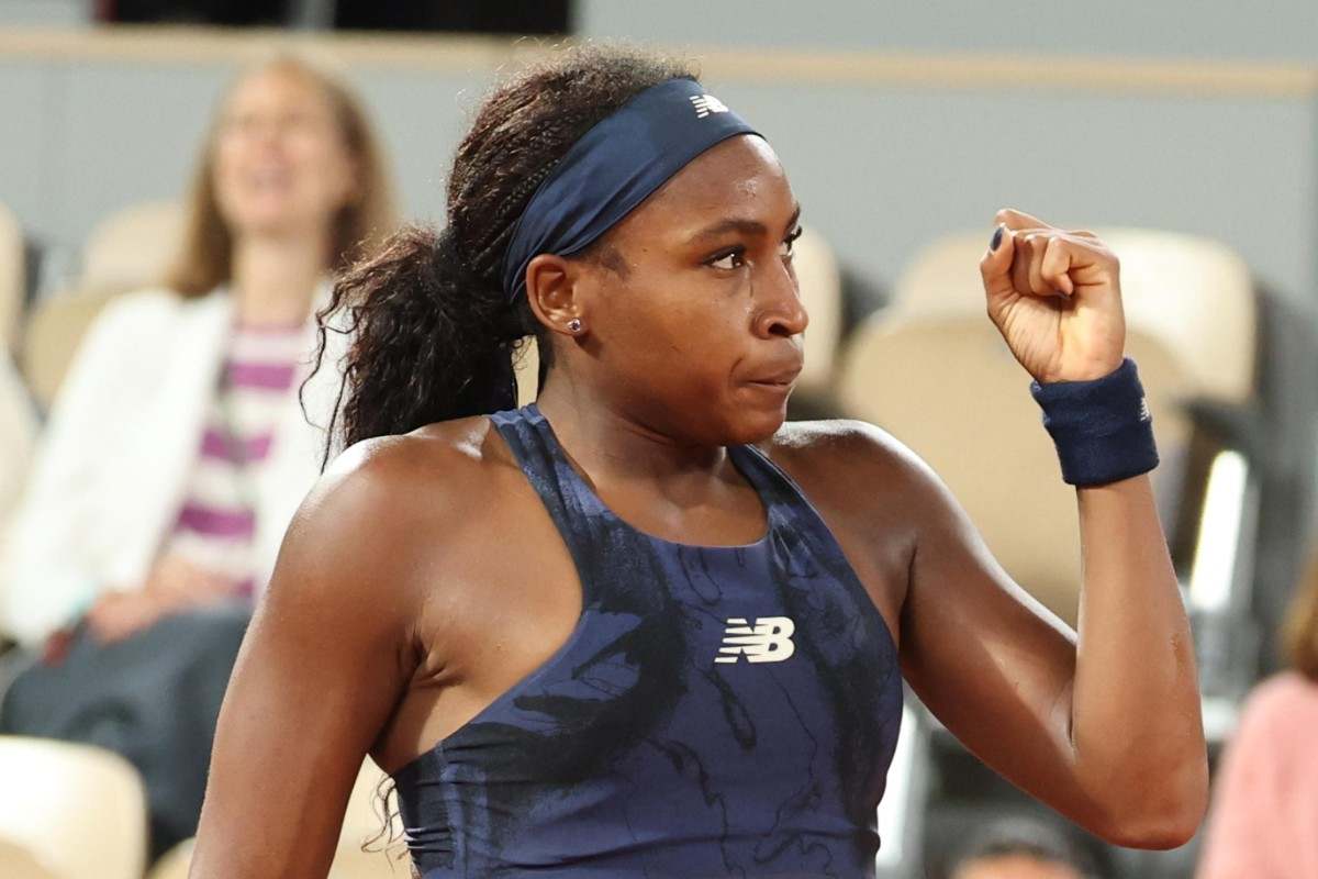 Coco Gauff esulta dopo aver fatto un punto