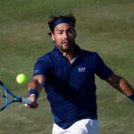 Fognini impegnato sull'erba