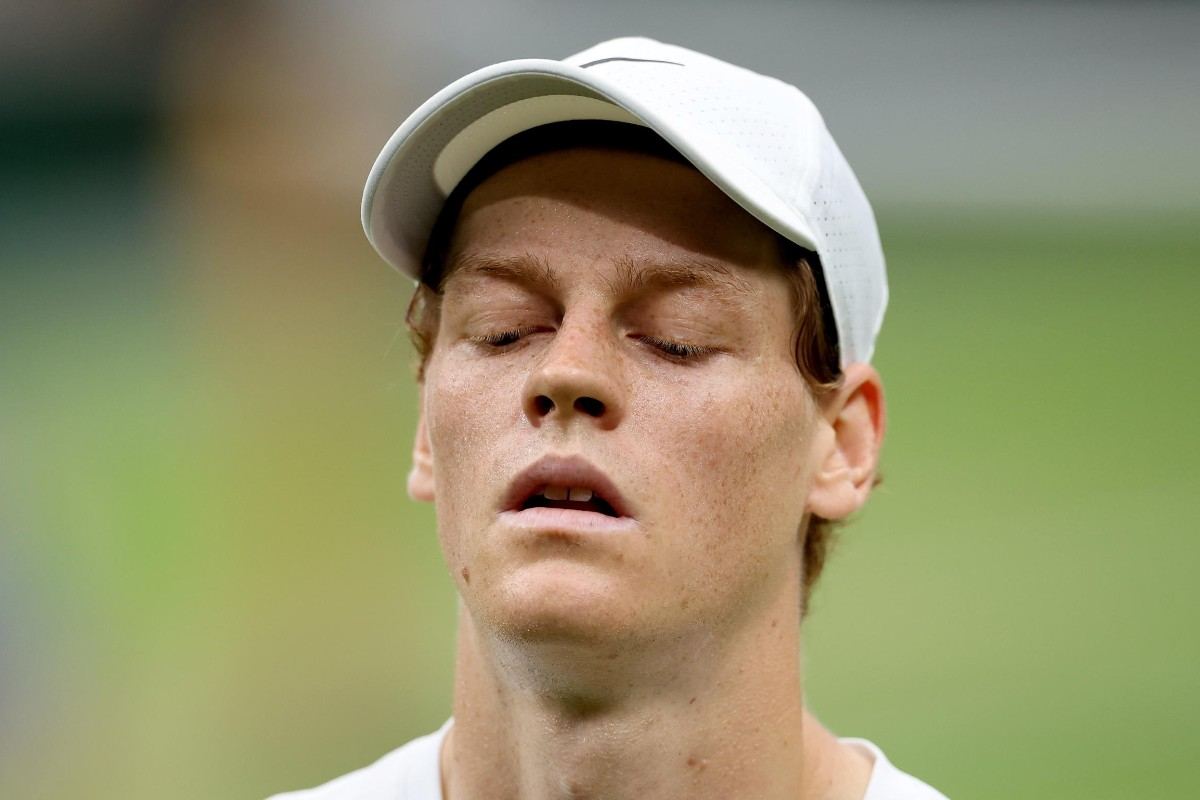 Jannik Sinner durante una fase di Wimbledon 2024