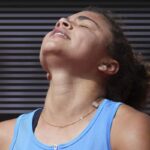 Jasmine Paolini occhi al cielo durante il match con Svitolina