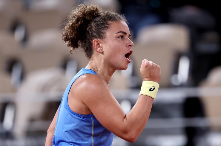 Jasmine Paolini esulta col pugnetto dopo un punto
