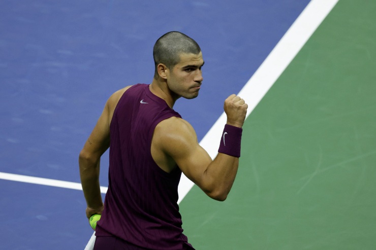 Carlos Alcaraz durante gli US Open col nuovo look