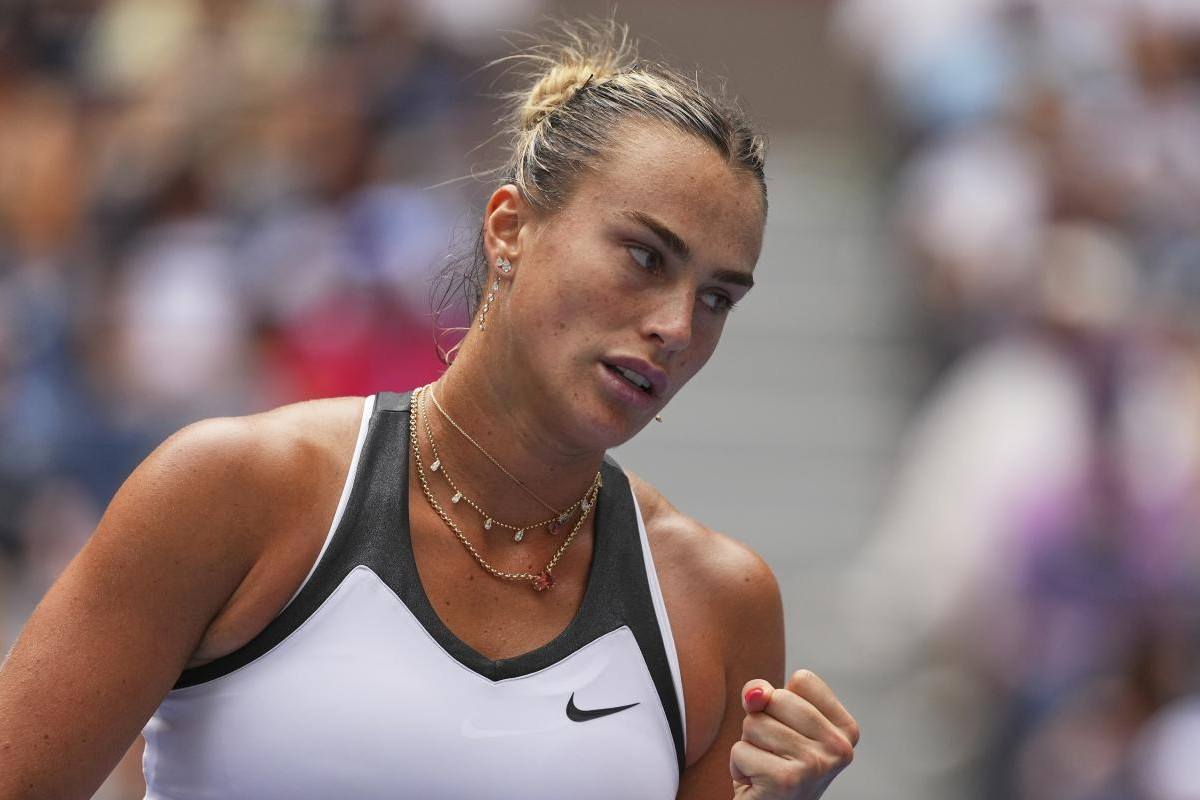Aryna Sabalenka esulta a New York