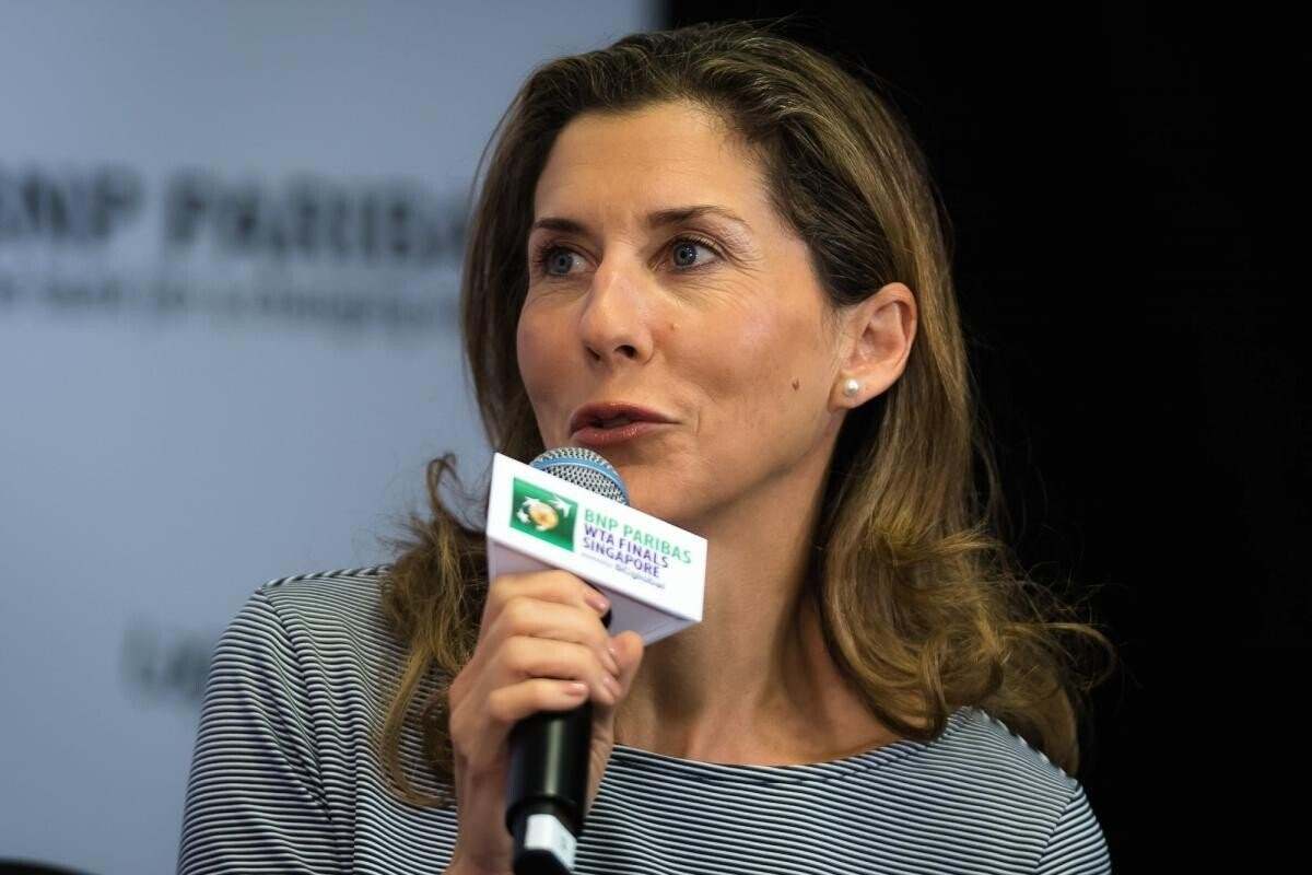 Monica Seles nel corso di un evento pubblico