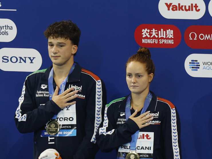 Santoro e Pellacani con la medaglia d'oro mondiale al collo