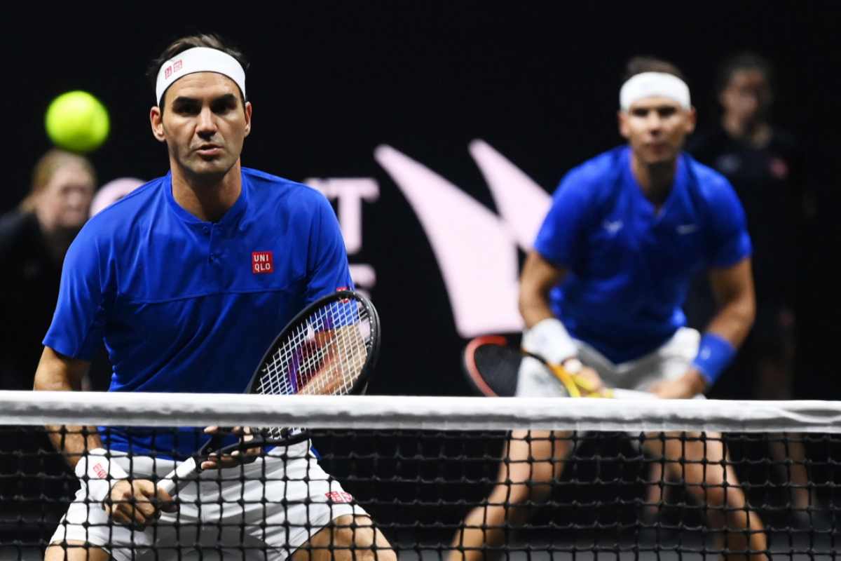 Roger Feder gioca in doppio con Nadal