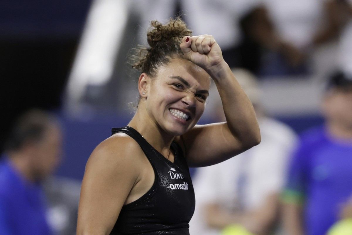 Jasmine Paolini esulta dopo una vittoria