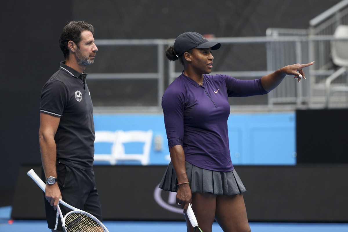 Mouratoglou e Serena Williams in campo durante un allenamento