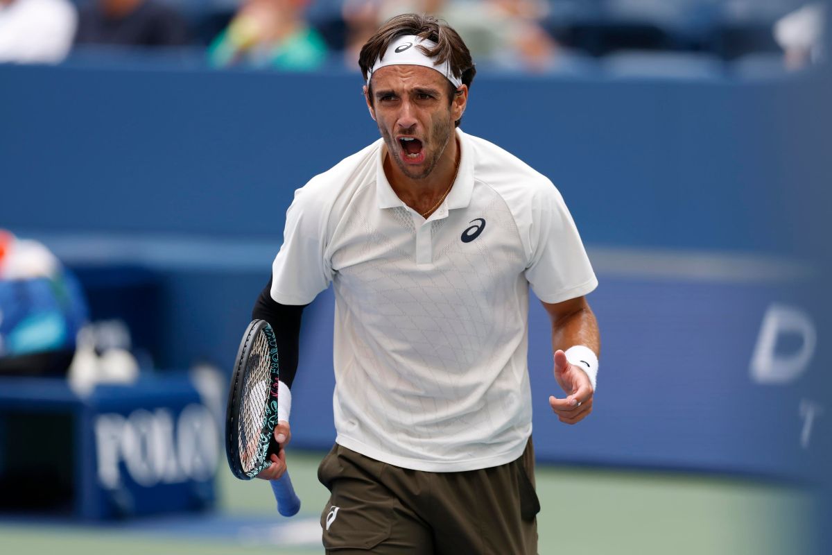 Musetti impegnato in campo allo US Open