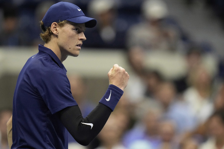 Jannik Sinner durante il match contro Auger-Aliassime