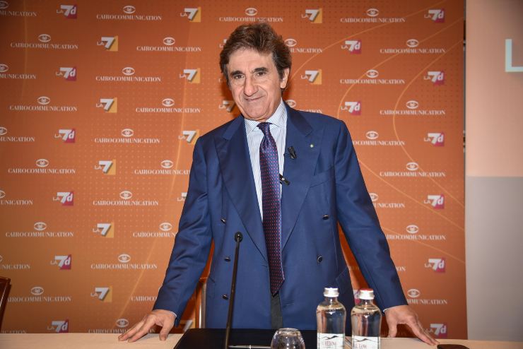 Urbano Cairo durante la presentazione dei palinsesti de La7