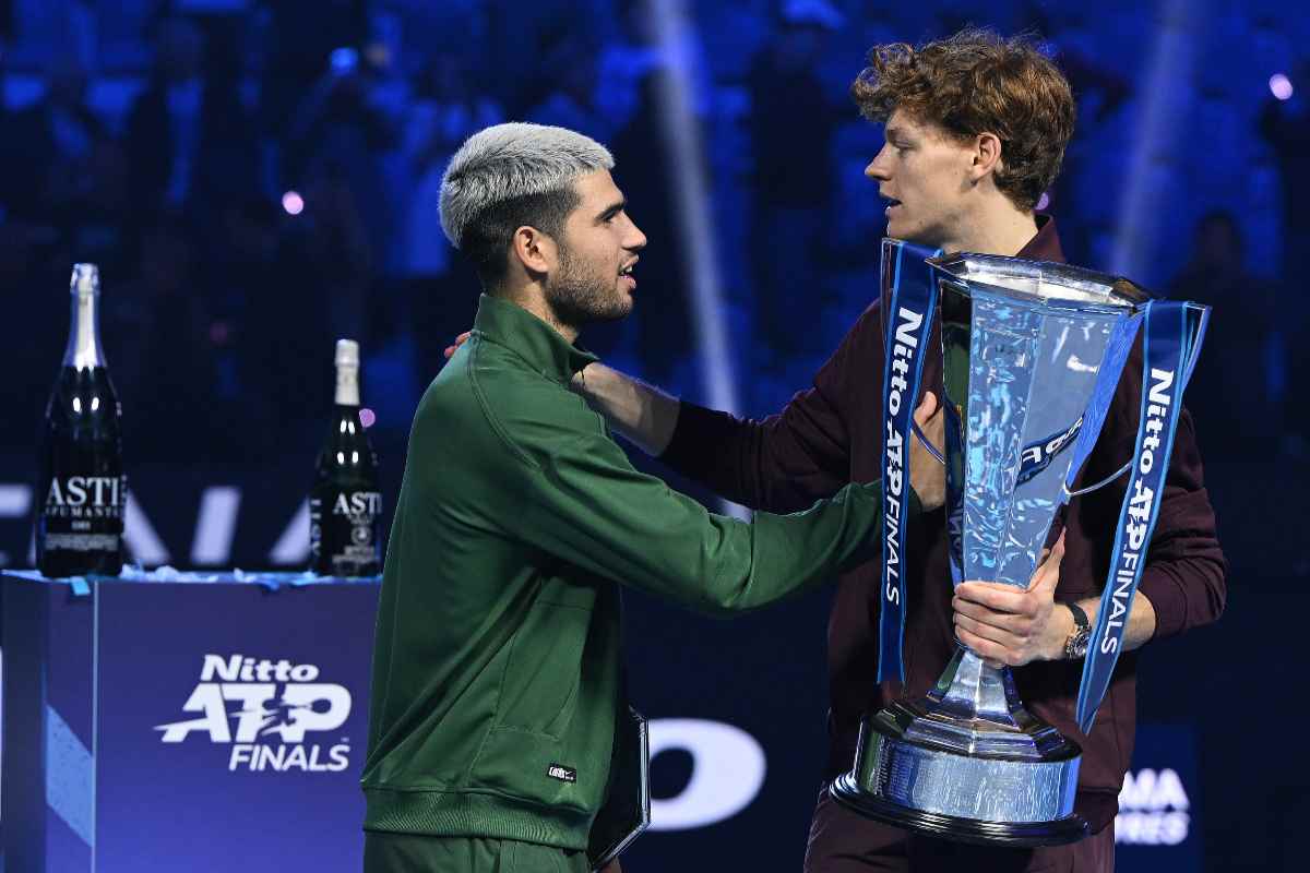 Sinner e Alcaraz alla premiazione delle ATP Finals